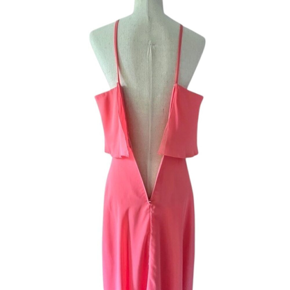 Allure Bridals Bridesmaids Women Halter A Line Dress Formal Salmon Pink 10 NWOT - Picture 9 of 13